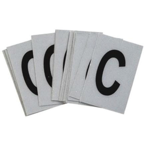 Brady 5900-C Reflective Individual Number and Letter Labels Reflective Individual Number and Letter Labels, C, 1" H, Black on Silver - Pack of 25