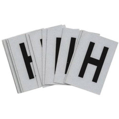 Brady 5900-H Reflective Individual Number and Letter Labels Reflective Individual Number and Letter Labels, H, 1" H, Black on Silver - Pack of 25