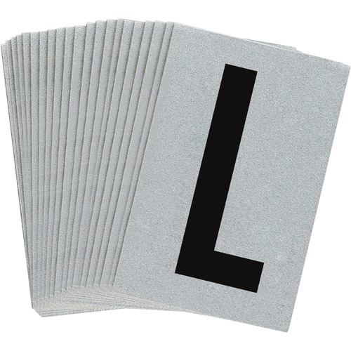 Brady 5900-L Reflective Individual Number and Letter Labels Reflective Individual Number and Letter Labels, L, 1" H, Black on Silver - Pack of 25