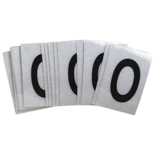 Brady 5900-O Reflective Individual Number & Letter Labels Reflective Individual Number & Letter Labels, O, 1" H, Black on Silver - Pack of 25