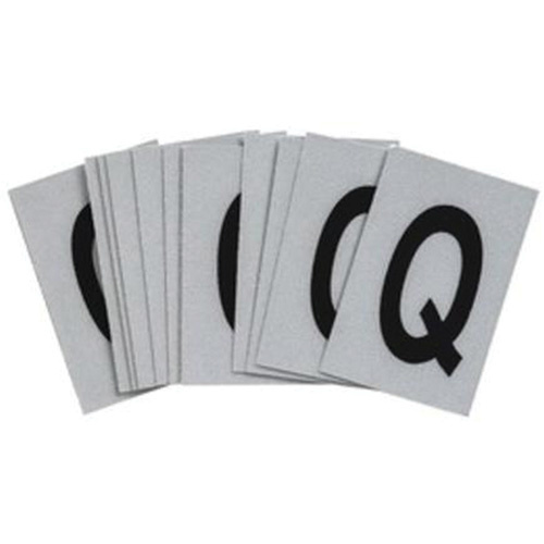 Brady 5900-Q Reflective Individual Number & Letter Labels Reflective Individual Number & Letter Labels, Q, 1" H, Black on Silver - Pack of 25