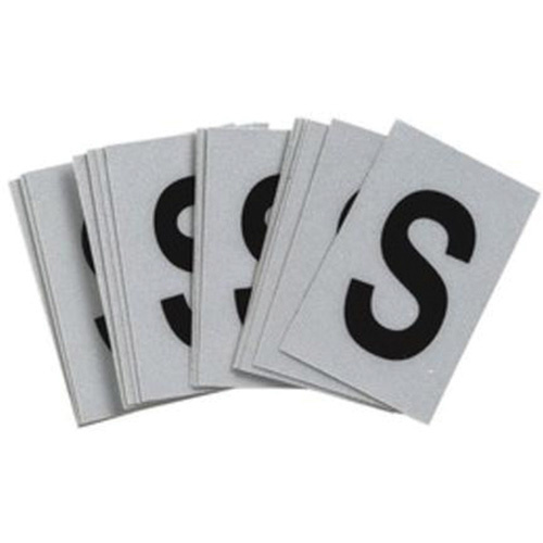 Brady 5900-S Reflective Individual Number & Letter Labels Reflective Individual Number & Letter Labels, S, 1" H, Black on Silver - Pack of 25