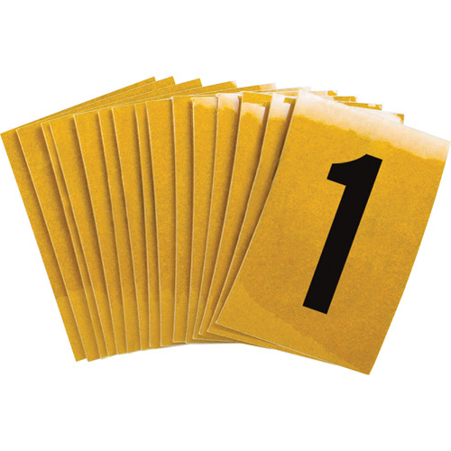 Brady 1468276 Reflective Individual Number and Letter Labels Reflective Individual Number and Letter Labels, 1, 1" H, Black on Yellow - Pack of 25