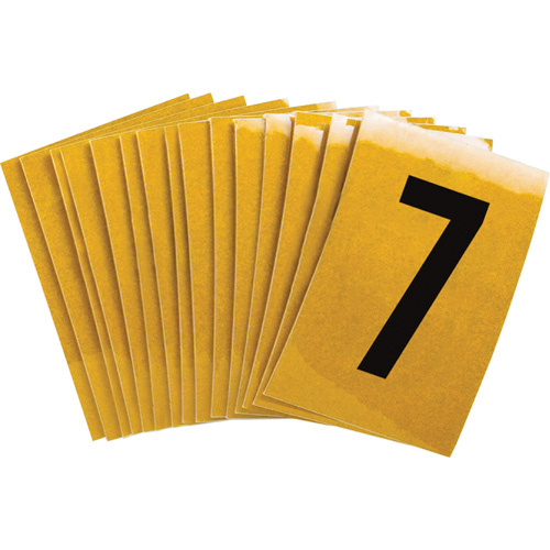 Brady 1468458 Reflective Individual Number and Letter Labels Reflective Individual Number and Letter Labels, 7, 1" H, Black on Yellow - Pack of 25