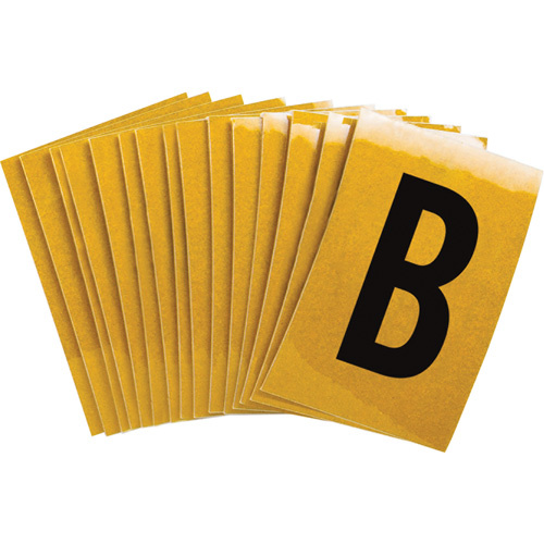 Brady 5920-B Reflective Individual Number and Letter Labels Reflective Individual Number and Letter Labels, B, 1" H, Black on Yellow - Pack of 25