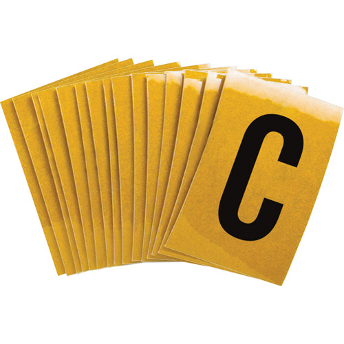 Brady 5920-C Reflective Individual Number and Letter Labels Reflective Individual Number and Letter Labels, C, 1" H, Black on Yellow - Pack of 25