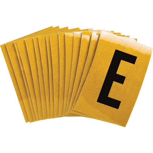 Brady 5920-E Reflective Individual Number and Letter Labels Reflective Individual Number and Letter Labels, E, 1" H, Black on Yellow - Pack of 25