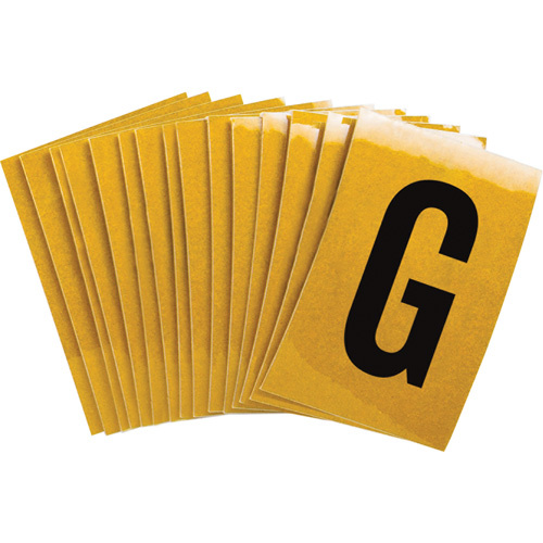 Brady 5920-G Reflective Individual Number and Letter Labels Reflective Individual Number and Letter Labels, G, 1" H, Black on Yellow - Pack of 25