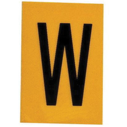 Brady 5920-W Reflective Individual Number & Letter Labels Reflective Individual Number & Letter Labels, W, 1" H, Black on Yellow - Pack of 25