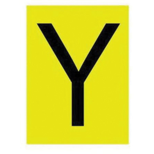 Brady 5920-Y Reflective Individual Number & Letter Labels Reflective Individual Number & Letter Labels, Y, 1" H, Black on Yellow - Pack of 25