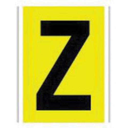 Brady 5920-Z Reflective Individual Number & Letter Labels Reflective Individual Number & Letter Labels, Z, 1" H, Black on Yellow - Pack of 25