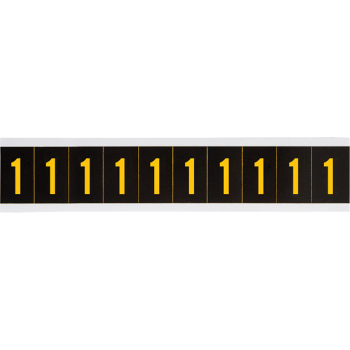 Brady 2190362 Individual Number and Letter Labels Individual Number and Letter Labels, 1, 2" H, Yellow on Black - Each