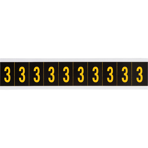 Brady 2187864 Individual Number and Letter Labels Individual Number and Letter Labels, 3, 1" H, Black on Yellow - Each