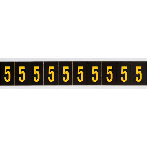 Brady 2187925 Individual Number and Letter Labels Individual Number and Letter Labels, 5, 1" H, Yellow on Black - Each