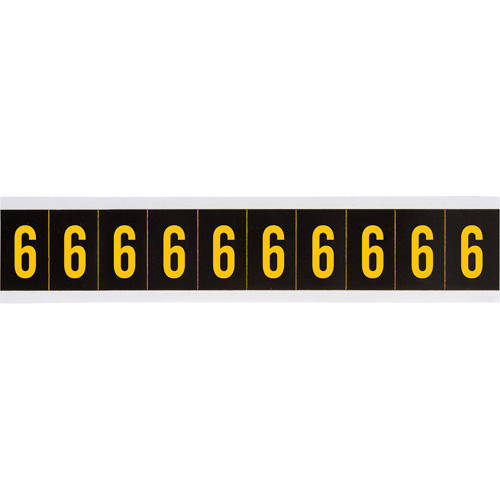 Brady 2187956 Individual Number and Letter Labels Individual Number and Letter Labels, 6, 1" H, Yellow on Black - Each