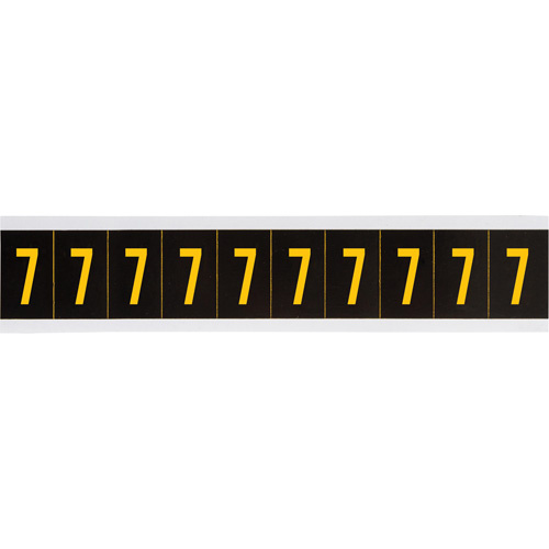Brady 2187986 Repositionable Individual Number and Letter Label Repositionable Individual Number and Letter Label, 7, 1" H, Yellow on Black - Each
