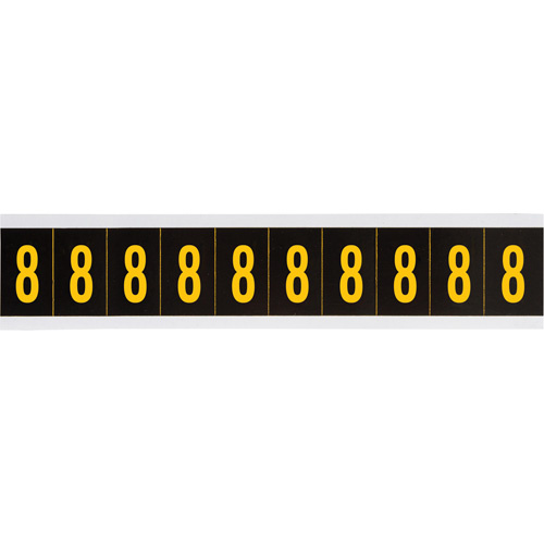 Brady 2188017 Individual Number and Letter Labels Individual Number and Letter Labels, 8, 1" H, Yellow on Black - Each