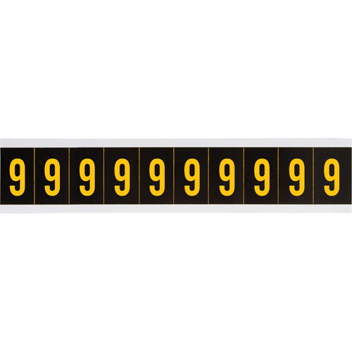 Brady 2188048 Individual Number and Letter Labels Individual Number and Letter Labels, 9, 1" H, Yellow on Black - Each