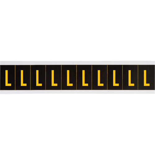Brady 7897-L Individual Number and Letter Labels Individual Number and Letter Labels, L, 2" H, Yellow on Black - Each