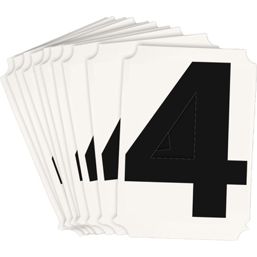 Brady 8215P-4 Quick-Align® Individual Number and Letter Labels Quick-Align<sup>®</sup> Individual Number and Letter Labels, 4, 3" H, Black - Pack of 10