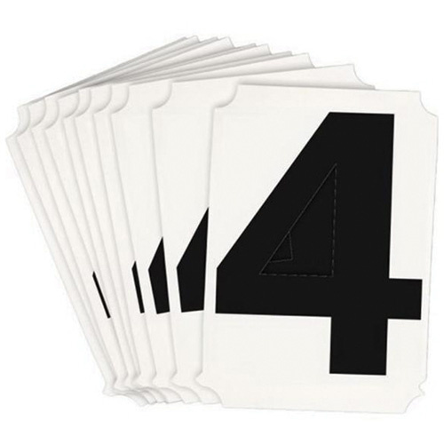 Brady 8220P-4 Quick-Align® Individual Number and Letter Labels Quick-Align<sup>®</sup> Individual Number and Letter Labels, 4, 4" H, Black - Pack of 10