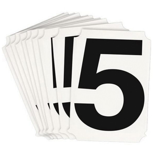 Brady 8220P-5 Quick-Align® Individual Number and Letter Labels Quick-Align<sup>®</sup> Individual Number and Letter Labels, 5, 4" H, Black - Pack of 10