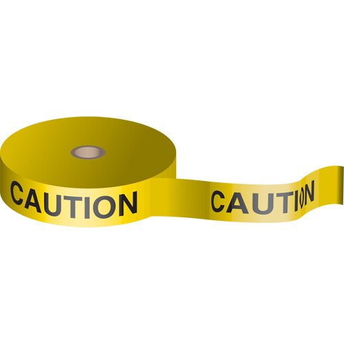 Brady 91091 Bio-Degradable Flagging Tape, English, 3" W x 150' L, 1.5 mils, Black on Yellow-(Each)