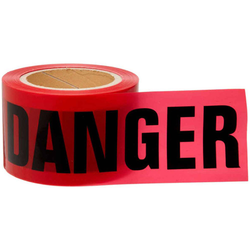 Brady 91200 Barricade Tape Barricade Tape, Bilingual, 3" W x 200' L, 3 mils, Black on Red - Each