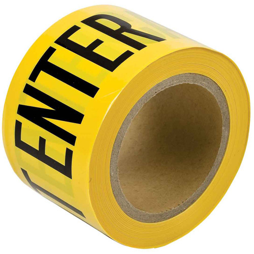 Brady 91224 Barricade Tape Barricade Tape, English, 3" W x 200' L, 3 mils, Black on Yellow - Each