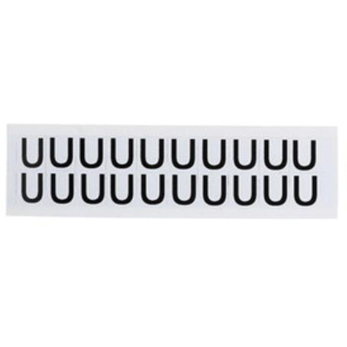 Brady 9712-U Individual Number & Letter Labels Individual Number & Letter Labels, U, 5/8" H, Black on White - Each