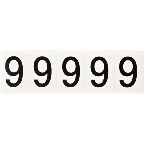Brady 2854250 Individual Number and Letter Labels Individual Number and Letter Labels, 9, 2" H, Black on White - Each