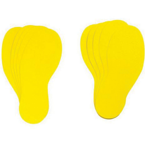 Brady 31550 Floor Marking Labels Floor Marking Labels, Footprint, 12" L x 3.75" W, Yellow, Vinyl - Pack of 10