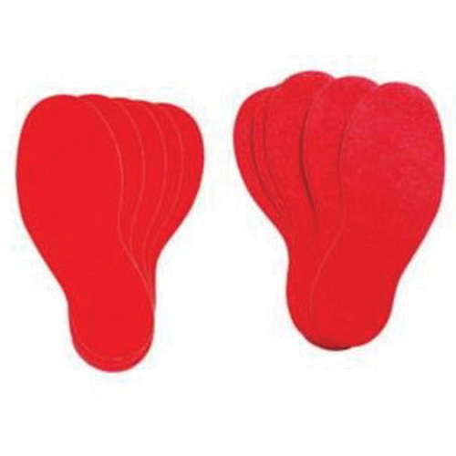 Brady 31553 Floor Marking Labels Floor Marking Labels, Footprint, 12" L x 3.75" W, Red, Vinyl - Pack of 10