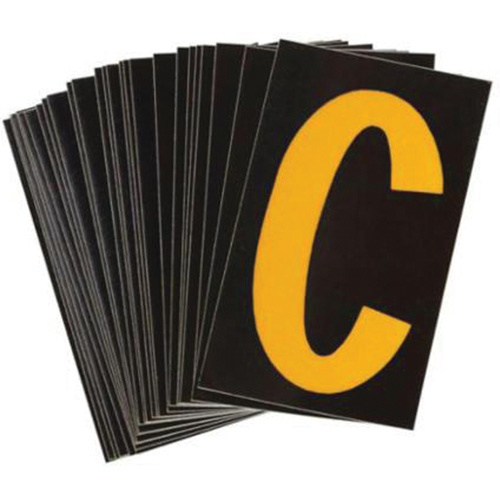 Brady 5000-C Reflective Individual Number and Letter Labels Reflective Individual Number and Letter Labels, C, 2-1/2" H, Yellow on Black - Pack of 25