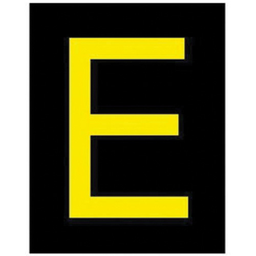 Brady 5000-E Reflective Individual Number and Letter Labels Reflective Individual Number and Letter Labels, E, 2-1/2" H, Yellow on Black - Pack of 25