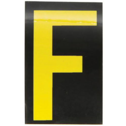 Brady 5000-F Reflective Individual Number and Letter Labels Reflective Individual Number and Letter Labels, F, 2-1/2" H, Yellow on Black - Pack of 25