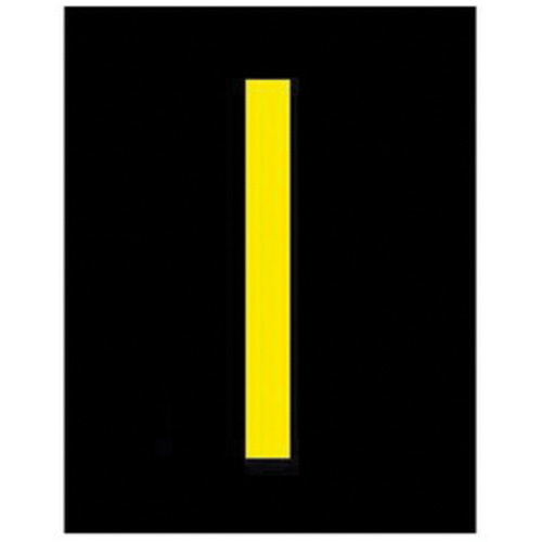Brady 5000-I Reflective Individual Number and Letter Labels Reflective Individual Number and Letter Labels, I, 2-1/2" H, Yellow on Black - Pack of 25