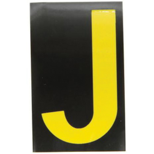 Brady 5000-J Reflective Individual Number and Letter Labels Reflective Individual Number and Letter Labels, J, 2-1/2" H, Yellow on Black - Pack of 25