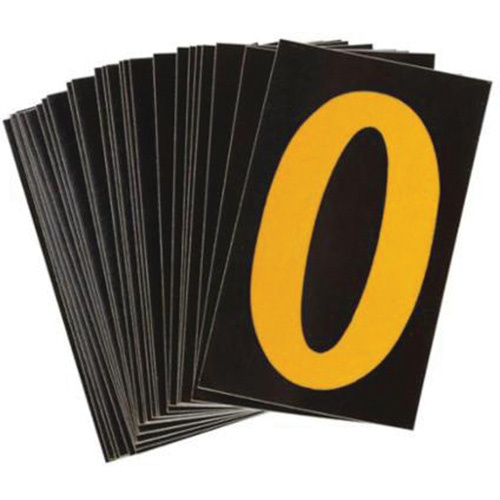 Brady 5000-O Reflective Individual Number & Letter Labels Reflective Individual Number & Letter Labels, O, 2-1/2" H, Yellow on Black - Pack of 25