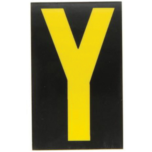 Brady 5000-Y Reflective Individual Number & Letter Labels Reflective Individual Number & Letter Labels, Y, 2-1/2" H, Yellow on Black - Pack of 25