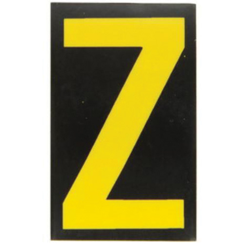 Brady 5000-Z Reflective Individual Number & Letter Labels Reflective Individual Number & Letter Labels, Z, 2-1/2" H, Yellow on Black - Pack of 25