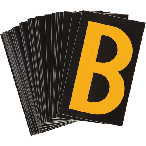 Brady 5890-B Reflective Individual Number and Letter Labels Reflective Individual Number and Letter Labels, B, 1-1/2" H, Yellow on Black - Pack of 25