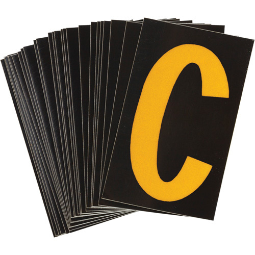 Brady 5890-C Reflective Individual Number and Letter Labels Reflective Individual Number and Letter Labels, C, 1-1/2" H, Yellow on Black - Pack of 25