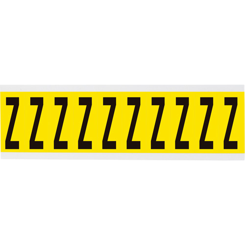 Brady  3440-Z  Repositionable Individual Number & Letter Labels, Z, 2" H, Black on Yellow - Each