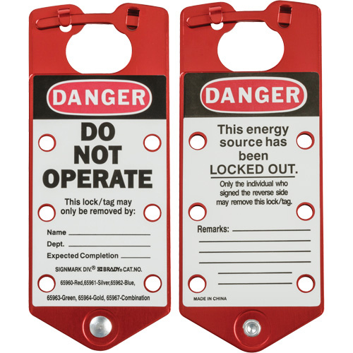 Brady 22075-R Labeled Lockout Hasp Labeled Lockout Hasp, Red - Pack of 5