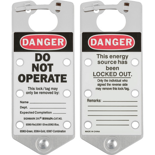 Brady 65961 Labeled Lockout Hasps Labeled Lockout Hasps, Silver - Pack of 5