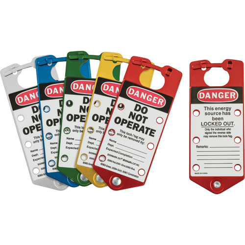 Brady 65967 Labeled Lockout Hasps Labeled Lockout Hasps, Blue/Green/Red/Silver/Yellow - Pack of 5