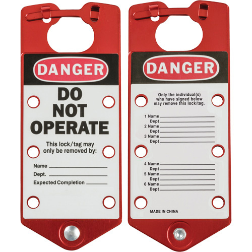 Brady 65970 Labeled Lockout Hasps Labeled Lockout Hasps, Red - Pack of 5