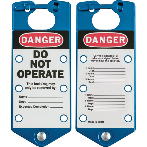 Brady 65972 Labeled Lockout Hasps Labeled Lockout Hasps, Blue - Pack of 5