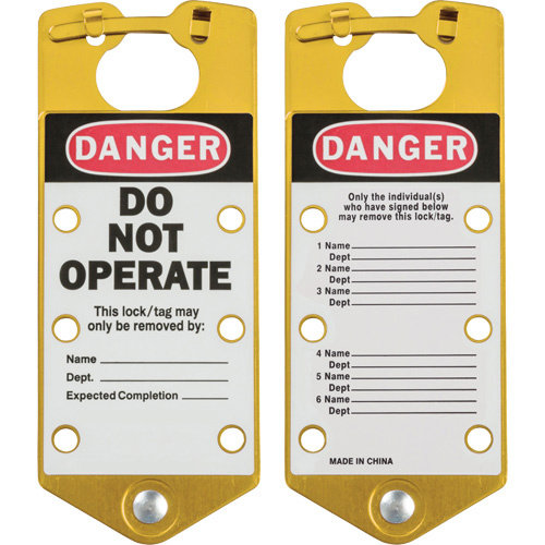 Brady 65974 Labeled Lockout Hasps Labeled Lockout Hasps, Yellow - Pack of 5